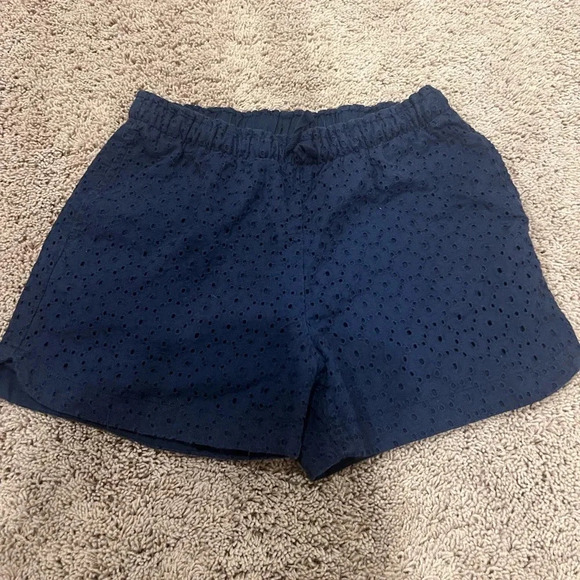 Cat & Jack girls Navy blue eyelet shorts large 10-12 pockets 100% cotton - Picture 1 of 7